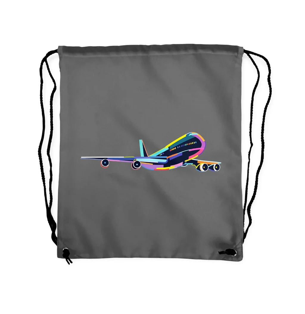 Multicolor Airplane Drawstring Bag - view 3