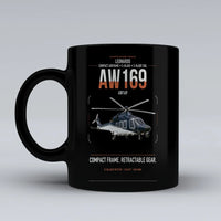 Thumbnail for Leonardo AW169 design on black ceramic mug, double-side print