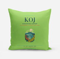 Thumbnail for Kagoshima Airport (KOJ) design on light green pillow