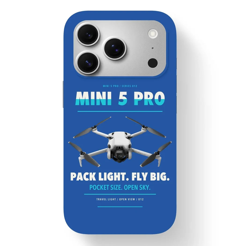 DJI Mini 5 Pro Case design on blue iphone case