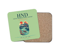 Thumbnail for Tokyo Haneda Airport (HND) design on light green 1 piece coaster
