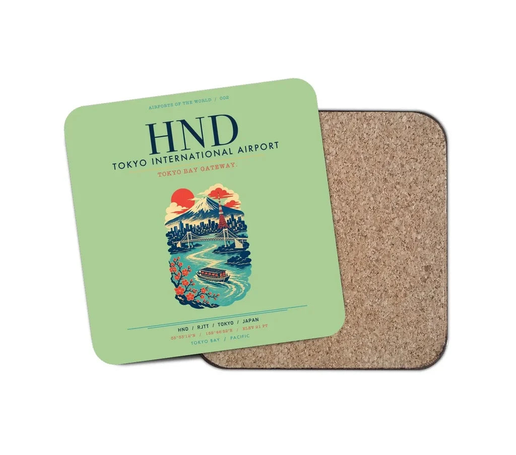 Tokyo Haneda Airport (HND) design on light green 1 piece coaster