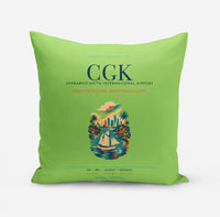 Thumbnail for Jakarta Soekarno-Hatta International Airport (CGK) design on light green pillow