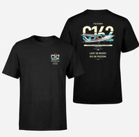 Thumbnail for Cessna 162 Skycatcher design on black t-shirt, double-side print