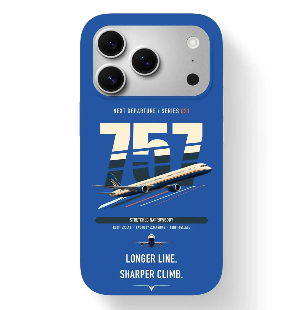 Boeing 757-300 design on blue magsafe iphone case