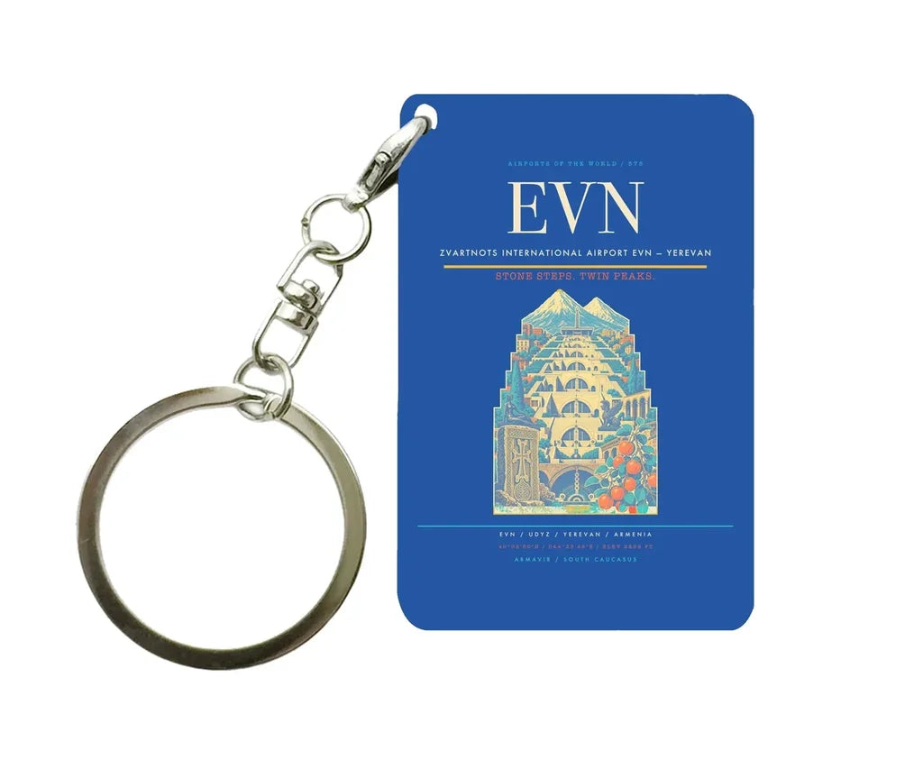 Zvartnots International Airport EVN — Yerevan Key Chain design on blue key chain