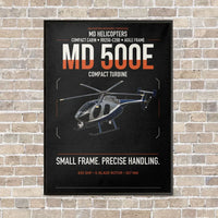 Thumbnail for MD Helicopters MD 500E vertical canvas print - framed - black background