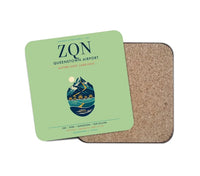 Thumbnail for Queenstown Airport (ZQN) design on light green 1 piece coaster