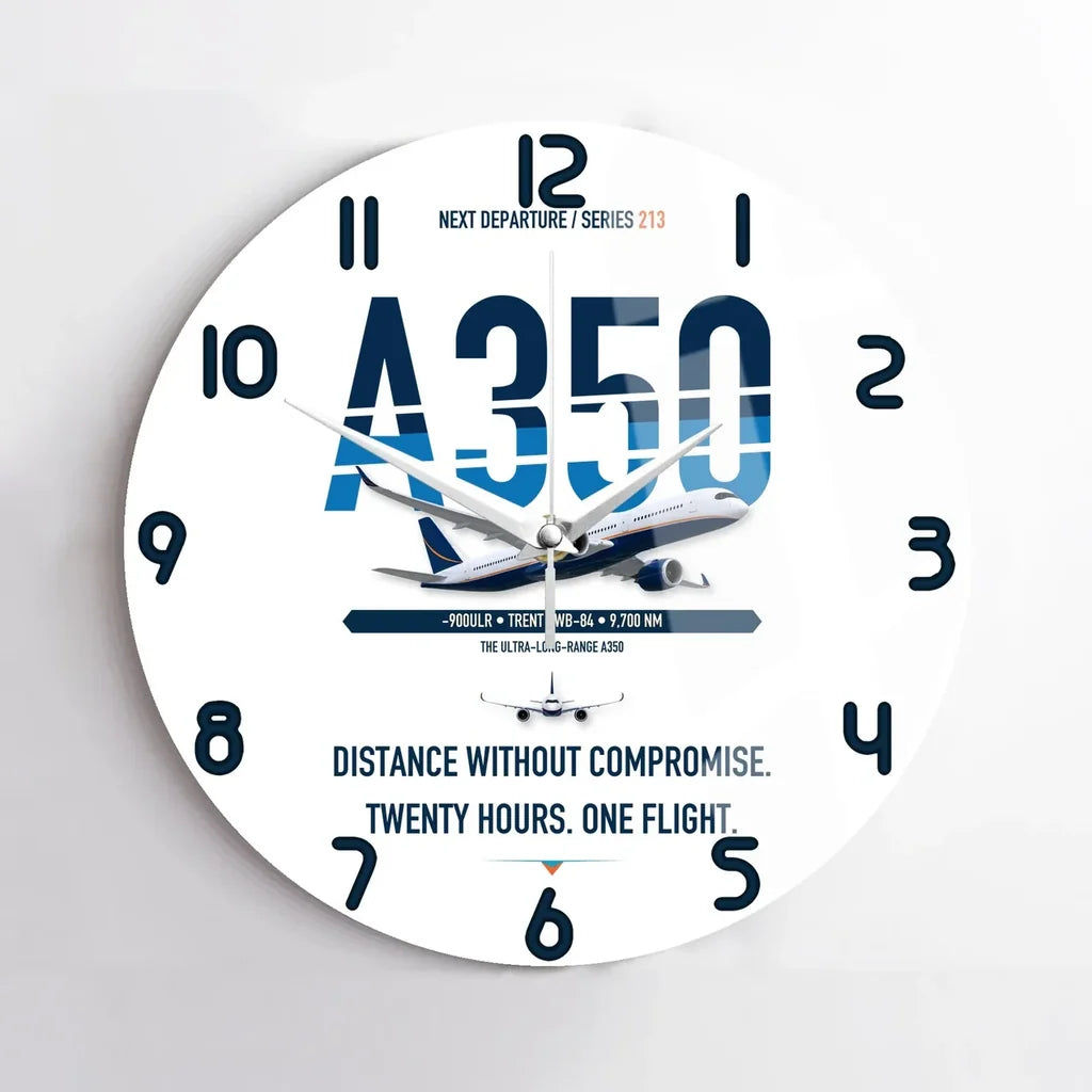 Airbus A350-900ULR design on white no frame wall clock