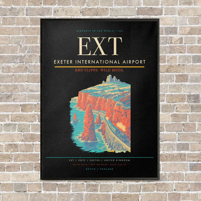 Exeter International Airport EXT vertical canvas print - framed - black background