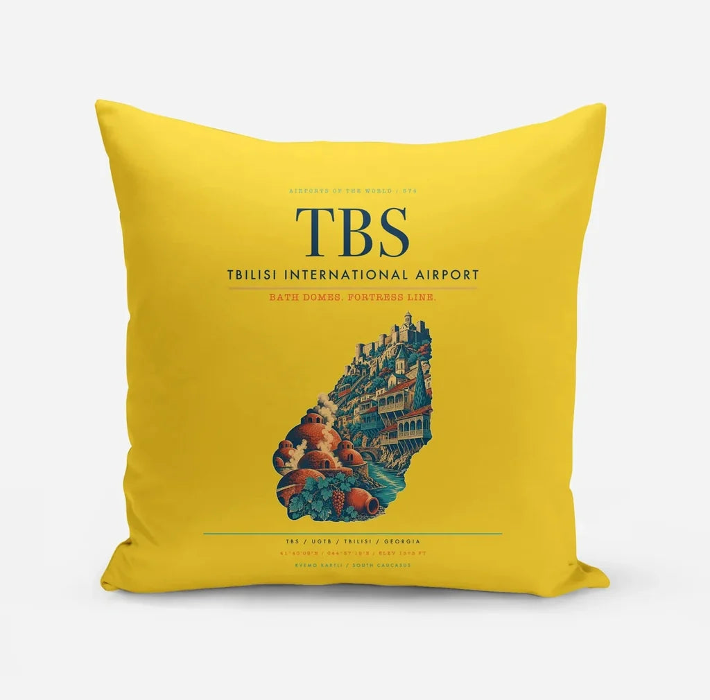 Tbilisi International Airport (TBS) design on yellow pillow