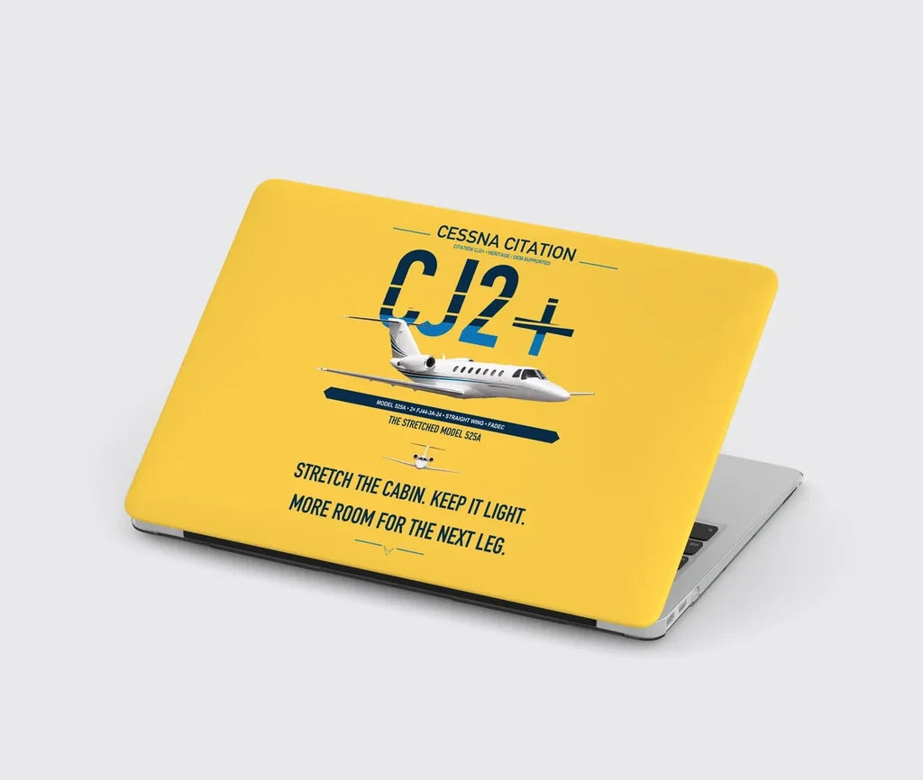 Cessna Citation CJ2+ design on yellow MacBook case