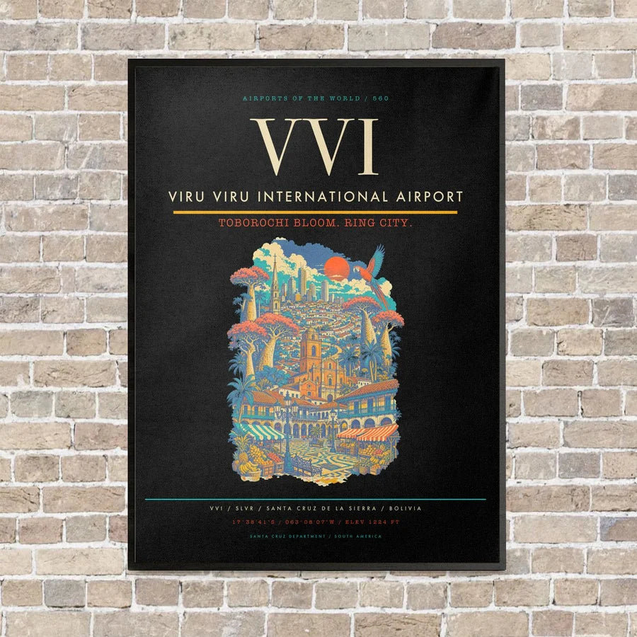 Viru Viru International Airport VVI - Canvas Framed - Black