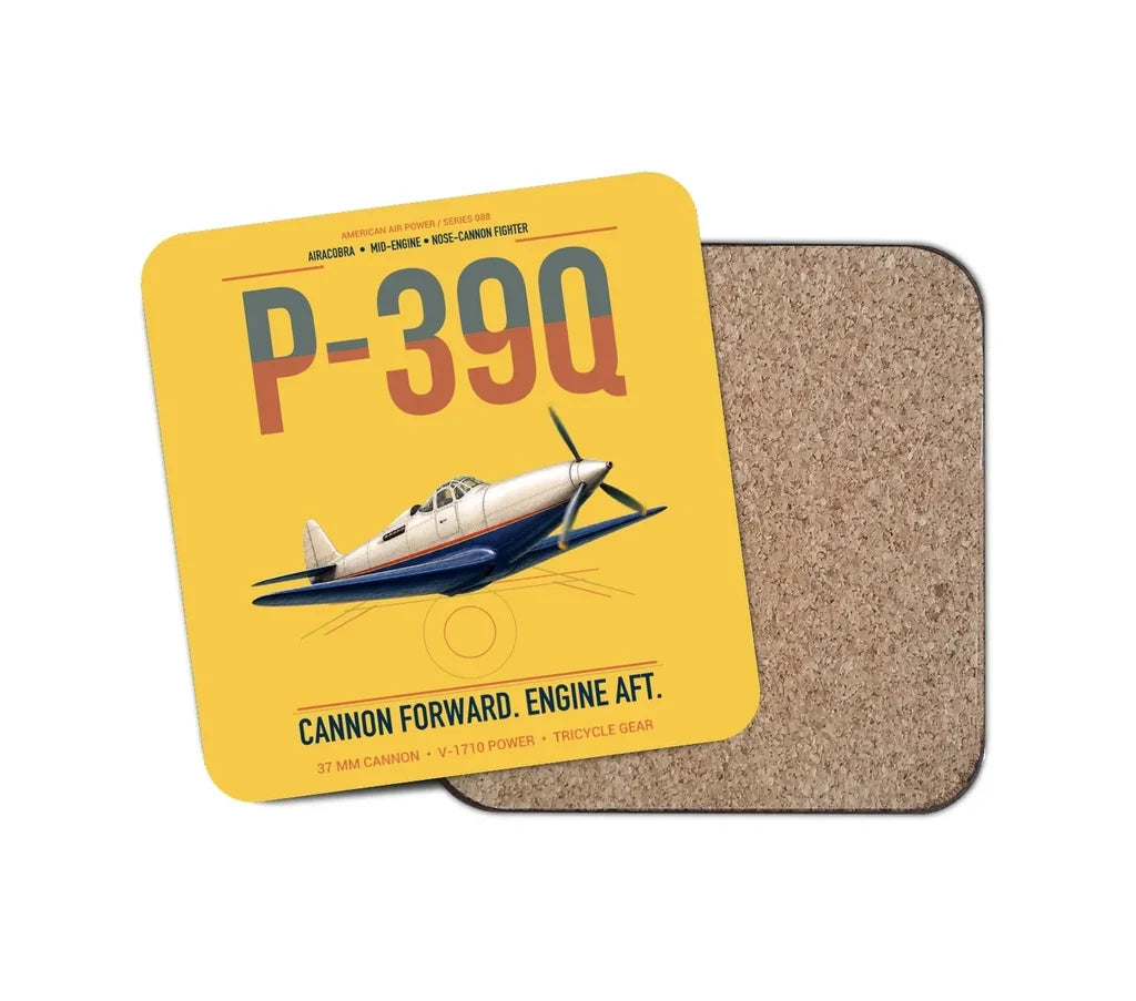 P-39Q Airacobra design on yellow 1 piece coaster