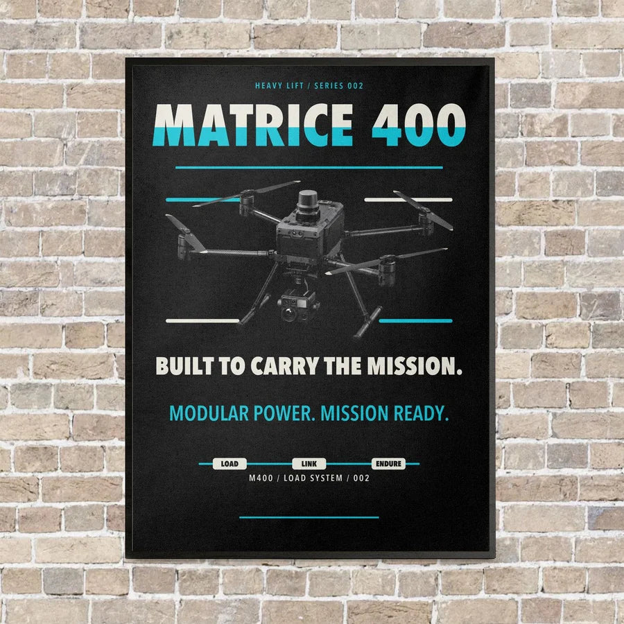 DJI Matrice 400 vertical canvas print - framed - black background