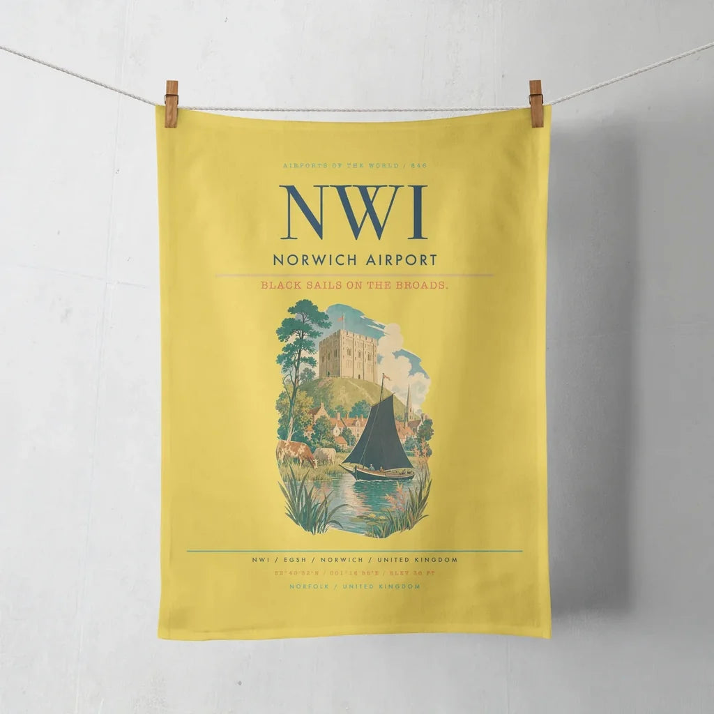 Norwich Airport (NWI) design on yellow towel