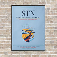 Thumbnail for London Stansted Airport STN vertical canvas print - framed - light blue background