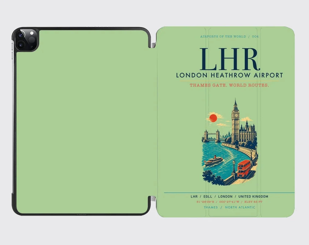 London Heathrow Airport (LHR) design on light green ipad tablet case