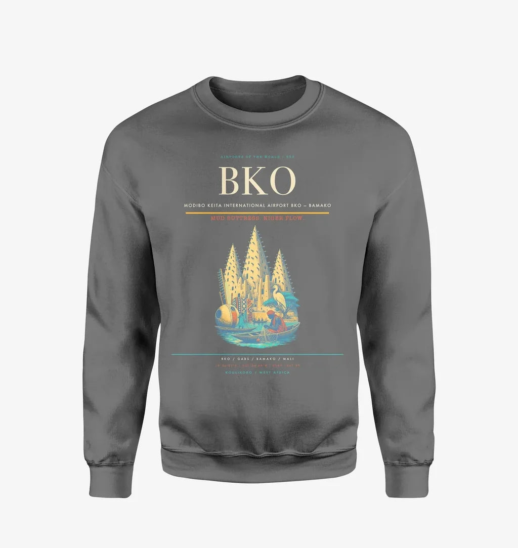 Modibo Keita International Airport (BKO) design on gray sweatshirt