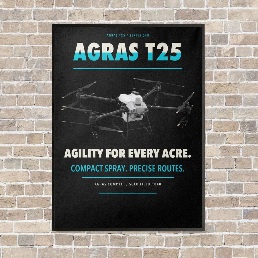DJI Agras T25 vertical canvas print - framed - black background