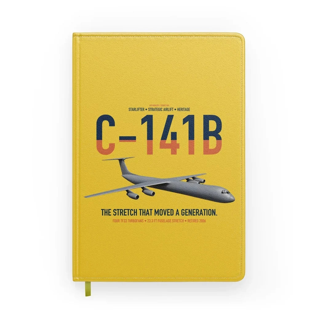 C-141B Starlifter design on yellow notebook