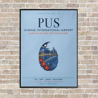 Thumbnail for Gimhae International Airport Busan PUS vertical canvas print - framed - light blue background