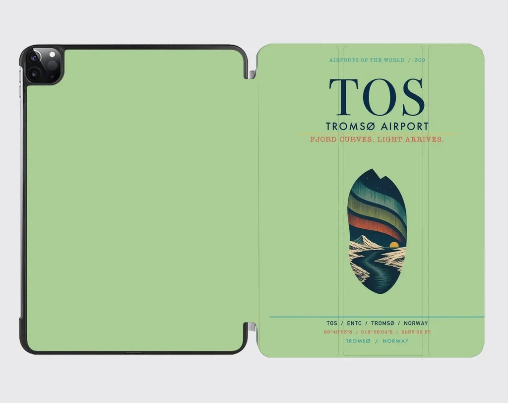 Tromsø Airport (TOS) design on light green ipad tablet case