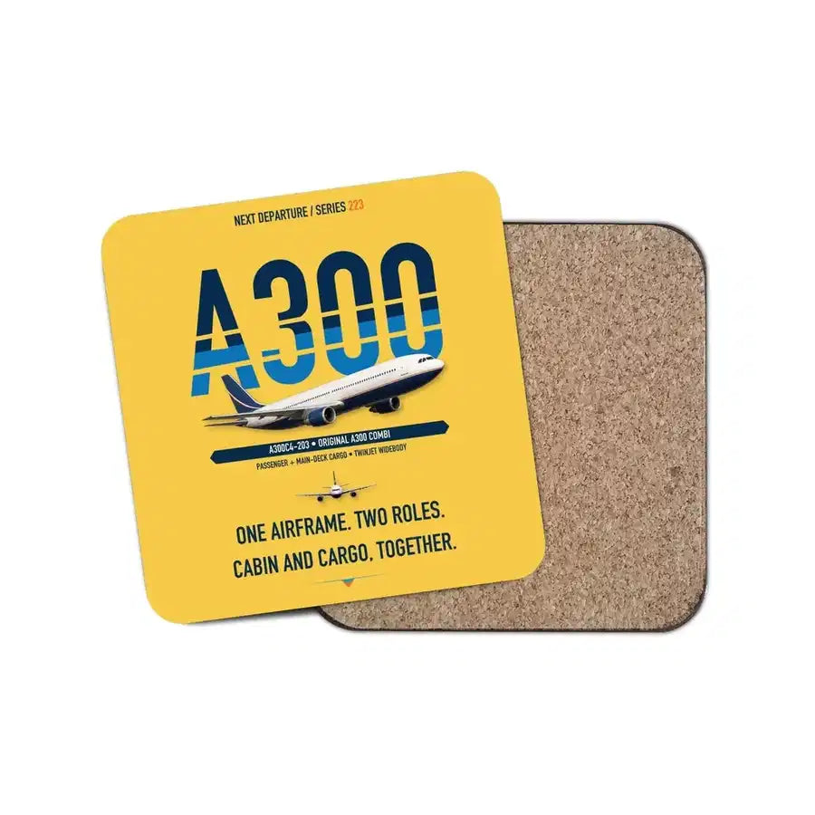 Airbus A300C4-203 design on yellow 1 piece coaster