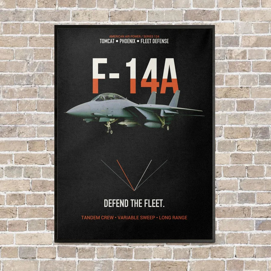 F-14A Tomcat Defend The Fleet vertical canvas print - framed - black background