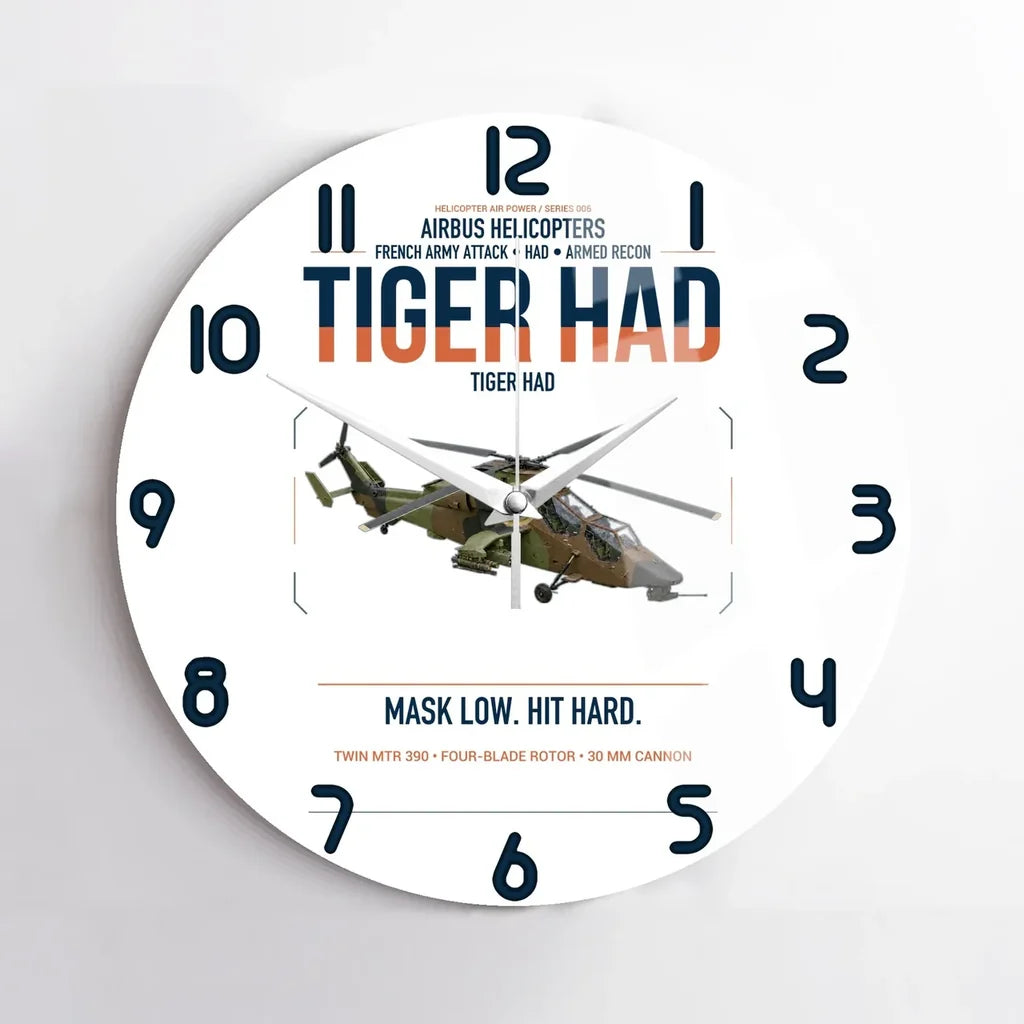Airbus Helicopters Tiger HAD design on white no frame wall clock