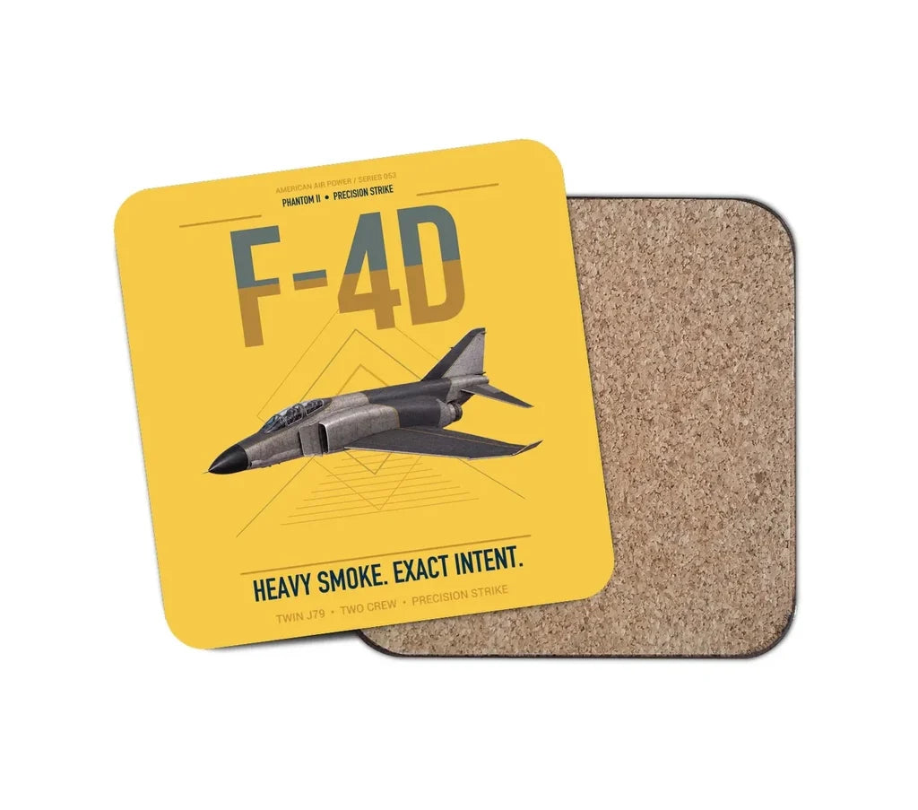 F-4D Phantom II design on yellow 1 piece coaster