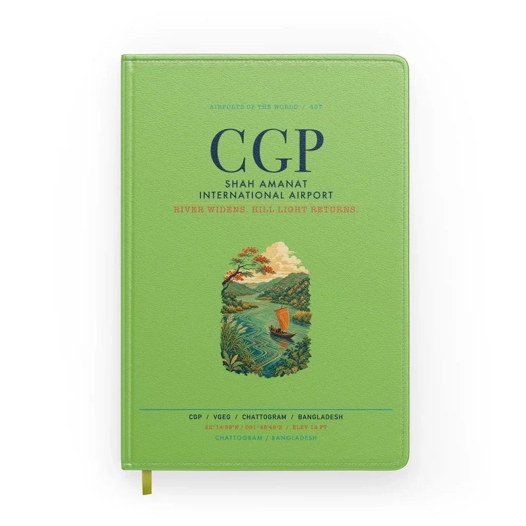 Shah Amanat International Airport Chattogram (CGP) design on light green notebook