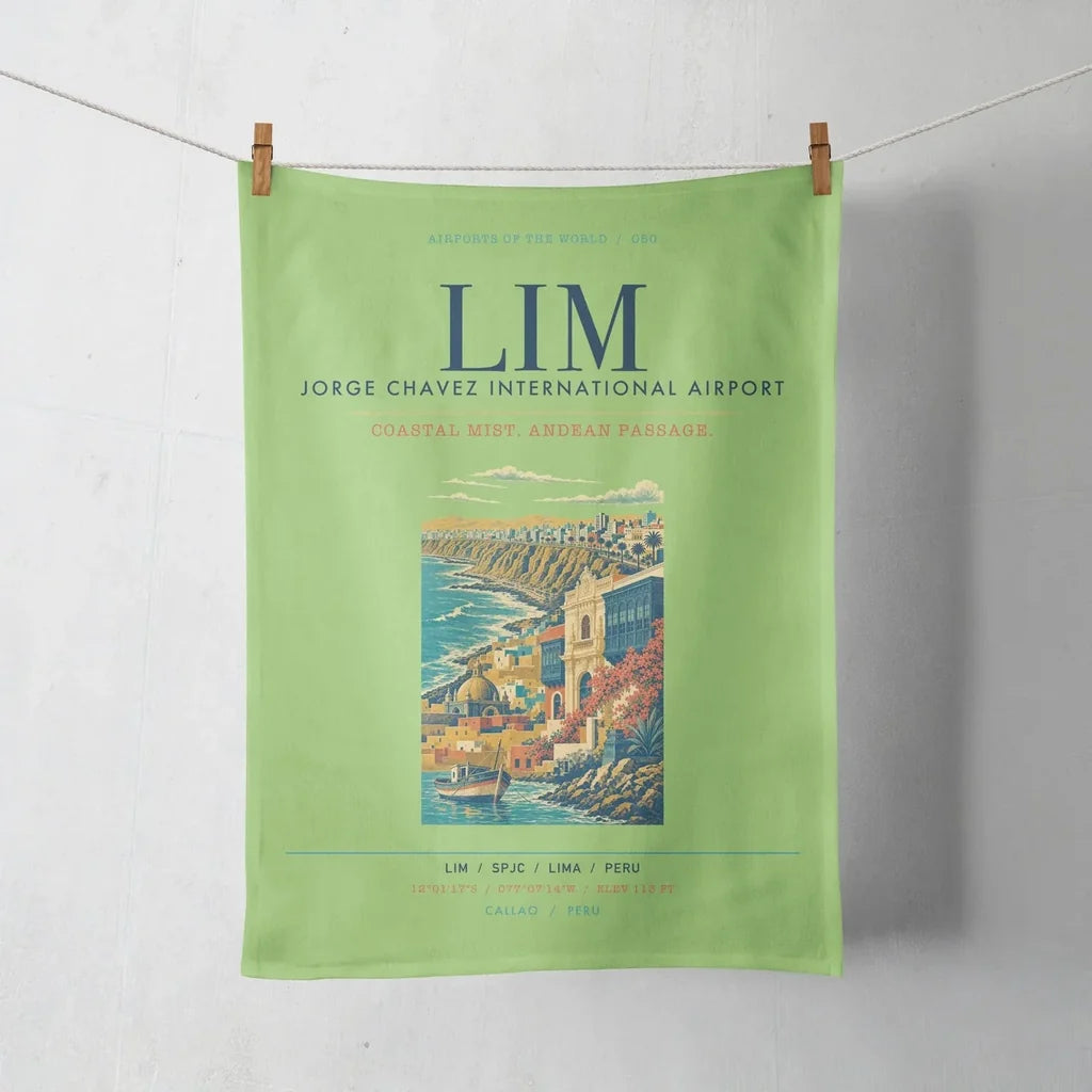 Lima Jorge Chavez International Airport (LIM) design on light green towel