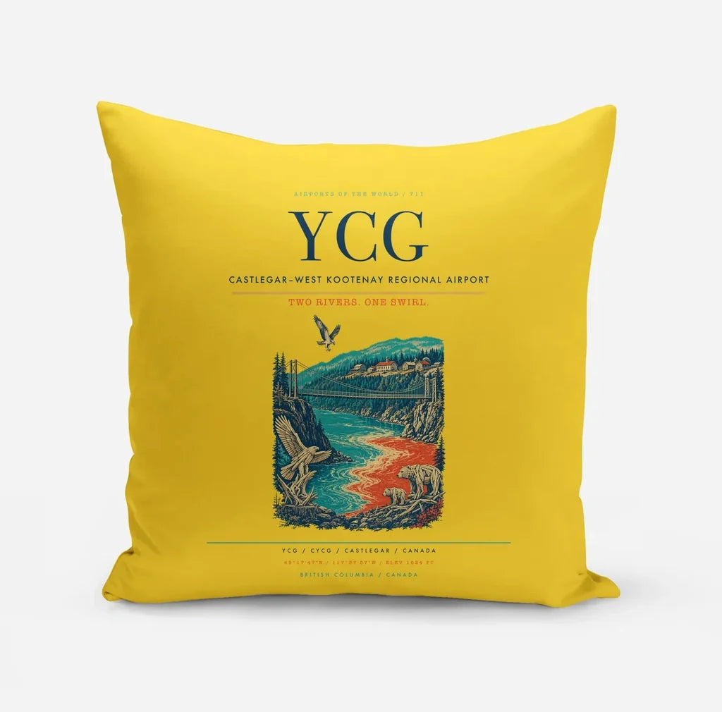 Castlegar–West Kootenay Regional Airport (YCG) design on yellow pillow