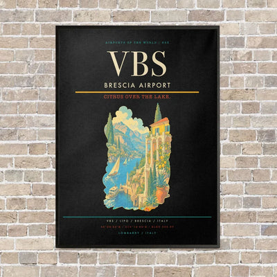 Brescia Airport VBS vertical canvas print - framed - black background