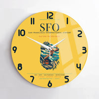 Thumbnail for San Francisco International Airport (SFO) design on yellow no frame wall clock
