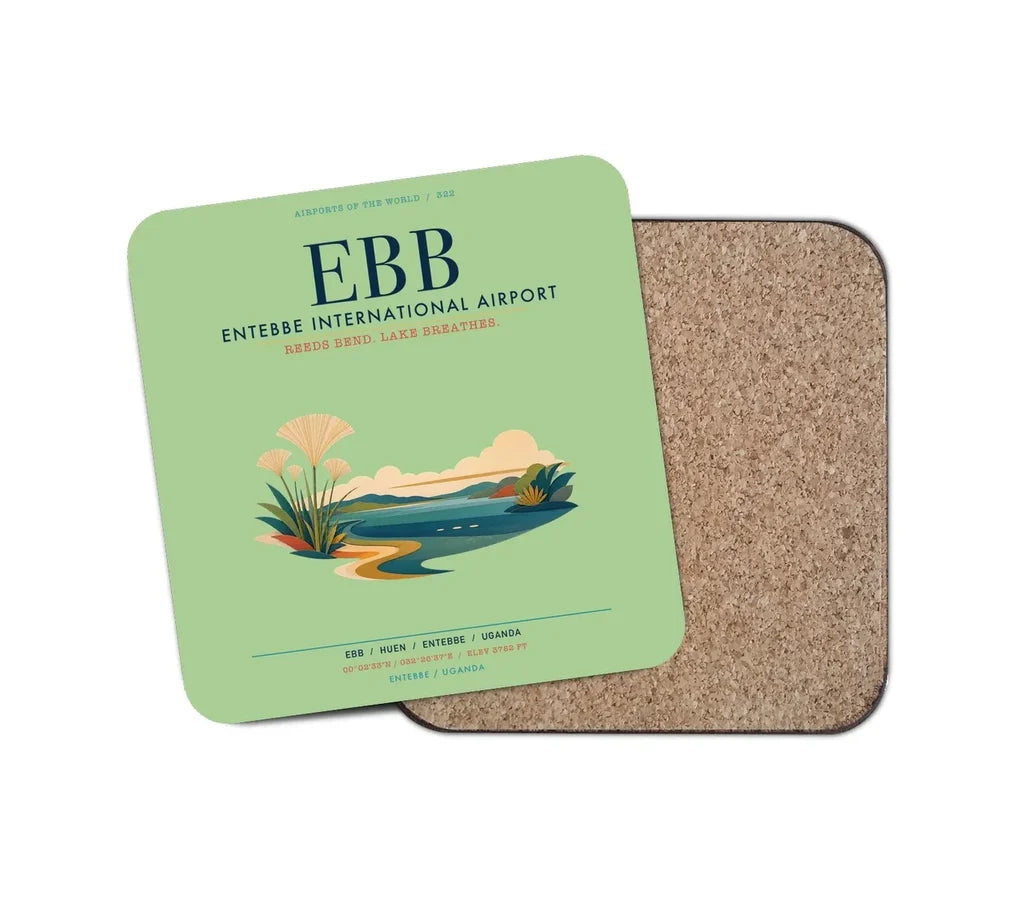 Entebbe International Airport (EBB) design on light green 1 piece coaster