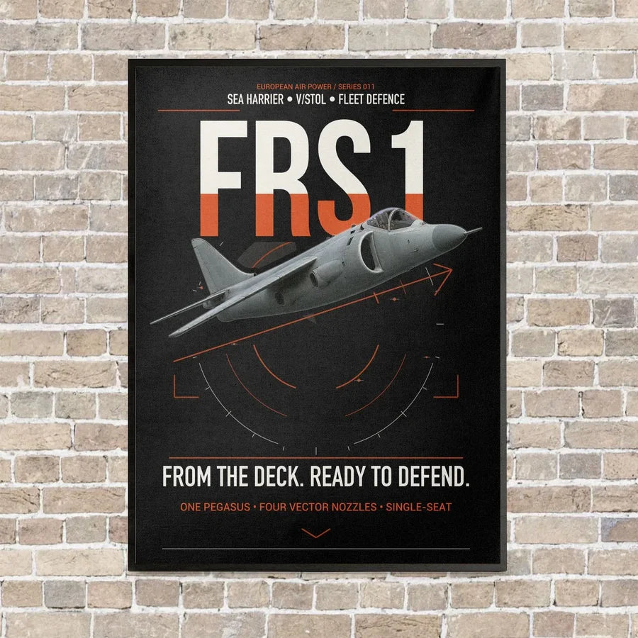 British Aerospace Sea Harrier FRS.1 vertical canvas print - framed - black background