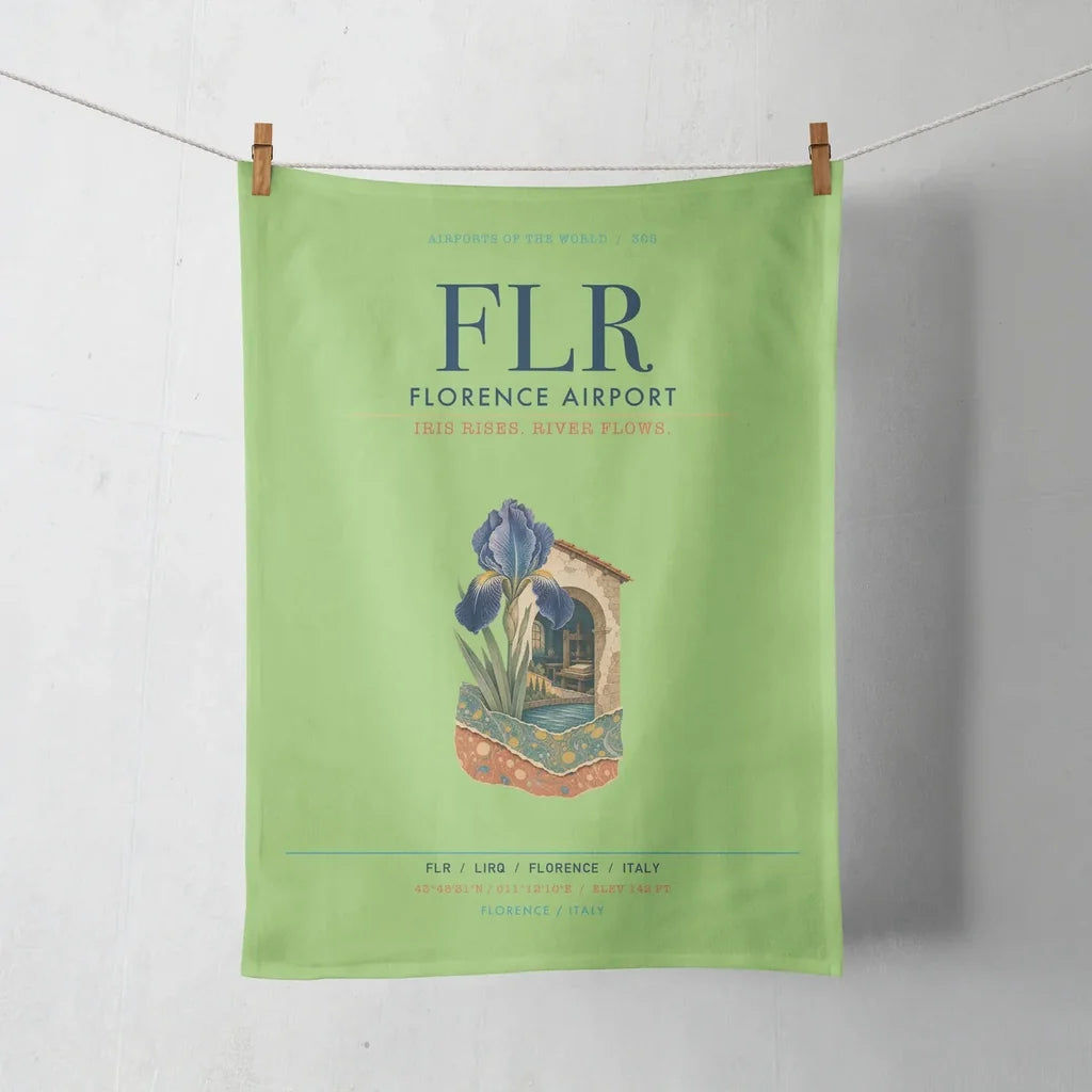 Florence Airport (FLR) design on light green towel