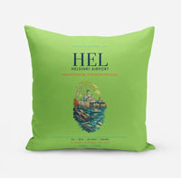 Thumbnail for Helsinki Airport (HEL) design on light green pillow