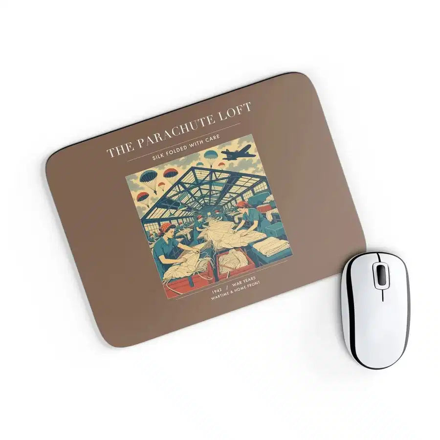 VINTAGE G4508 - The Parachute Loft - Designed Mouse Pads design on brown rectangle