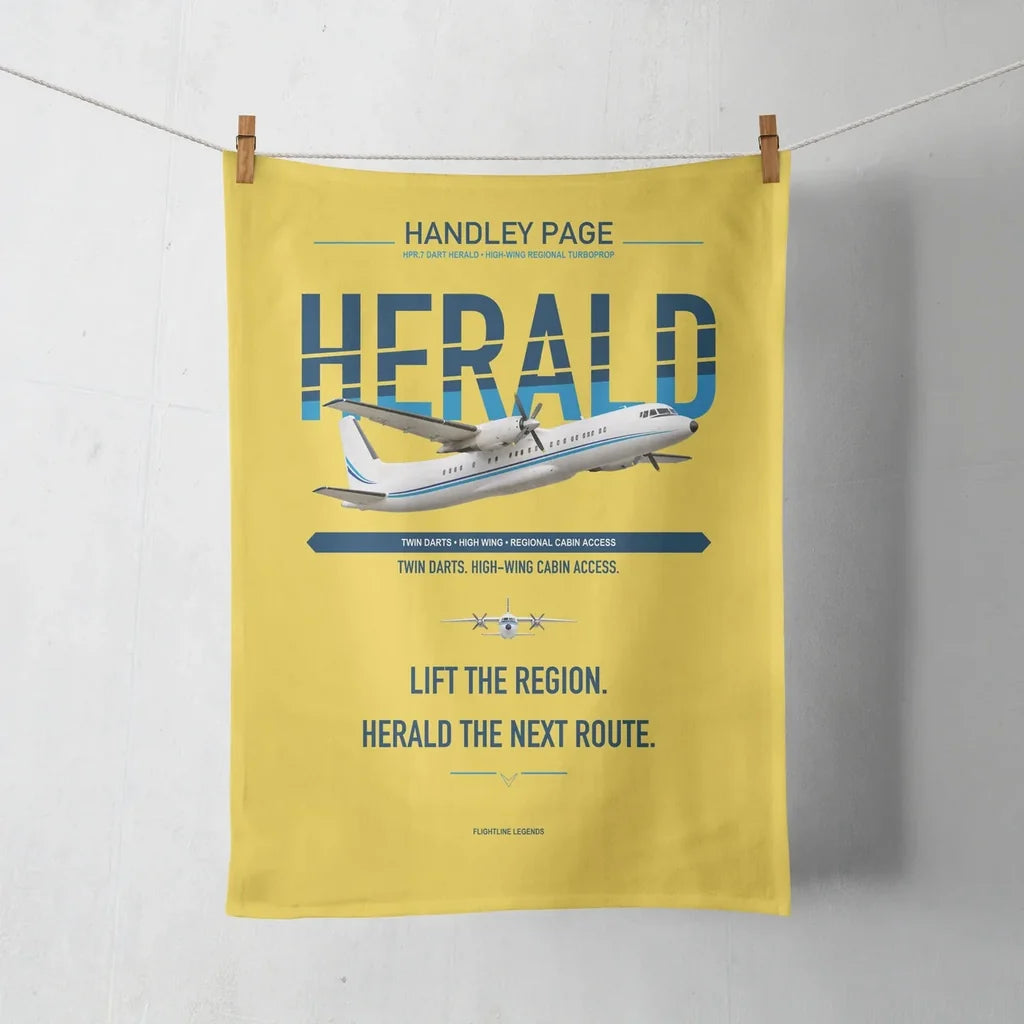 Handley Page HPR.7 Dart Herald design on yellow towel