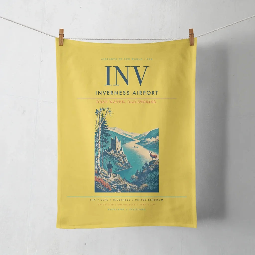 Inverness Airport (INV) design on yellow towel