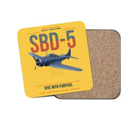 Thumbnail for SBD-5 Dauntless design on yellow 1 piece coaster