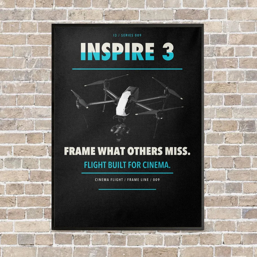 DJI Inspire 3 vertical canvas print - framed - black background