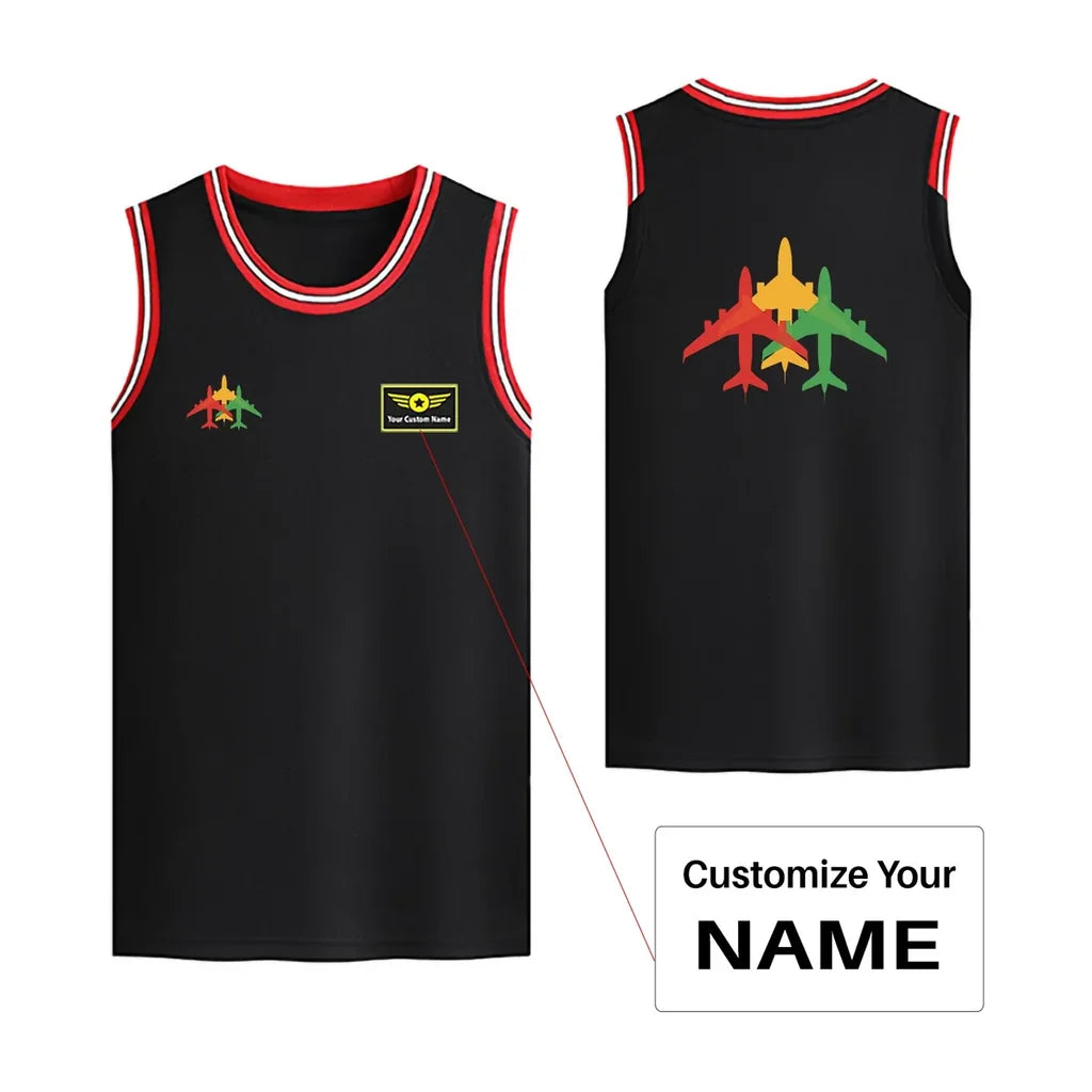 Customisable Colourful 3 Airplanes Basketball Print - view 3