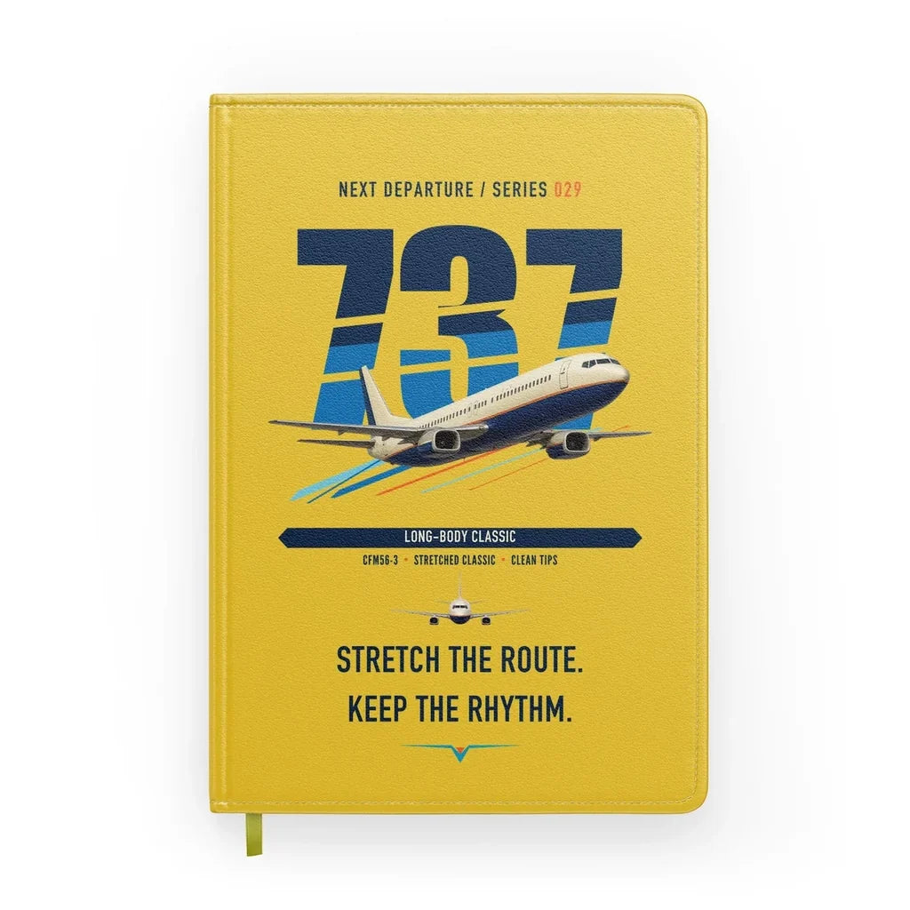 Boeing 737-400 Classic design on yellow notebook