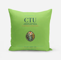 Thumbnail for Chengdu Shuangliu International Airport (CTU) design on light green pillow
