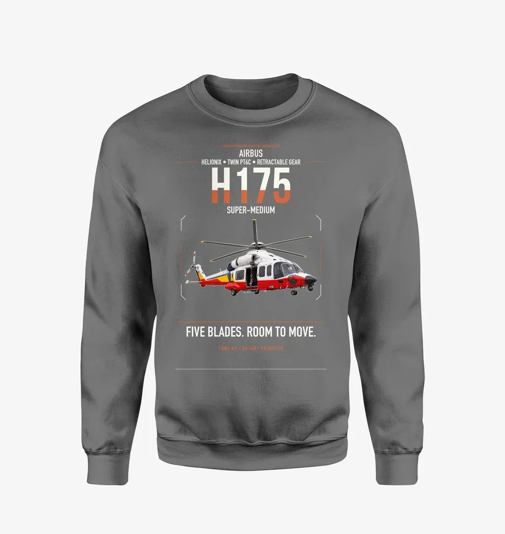 Airbus H175 design on gray sweatshirt