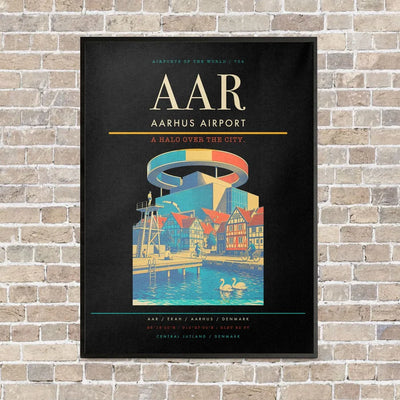 Aarhus Airport AAR - Canvas Framed - Black